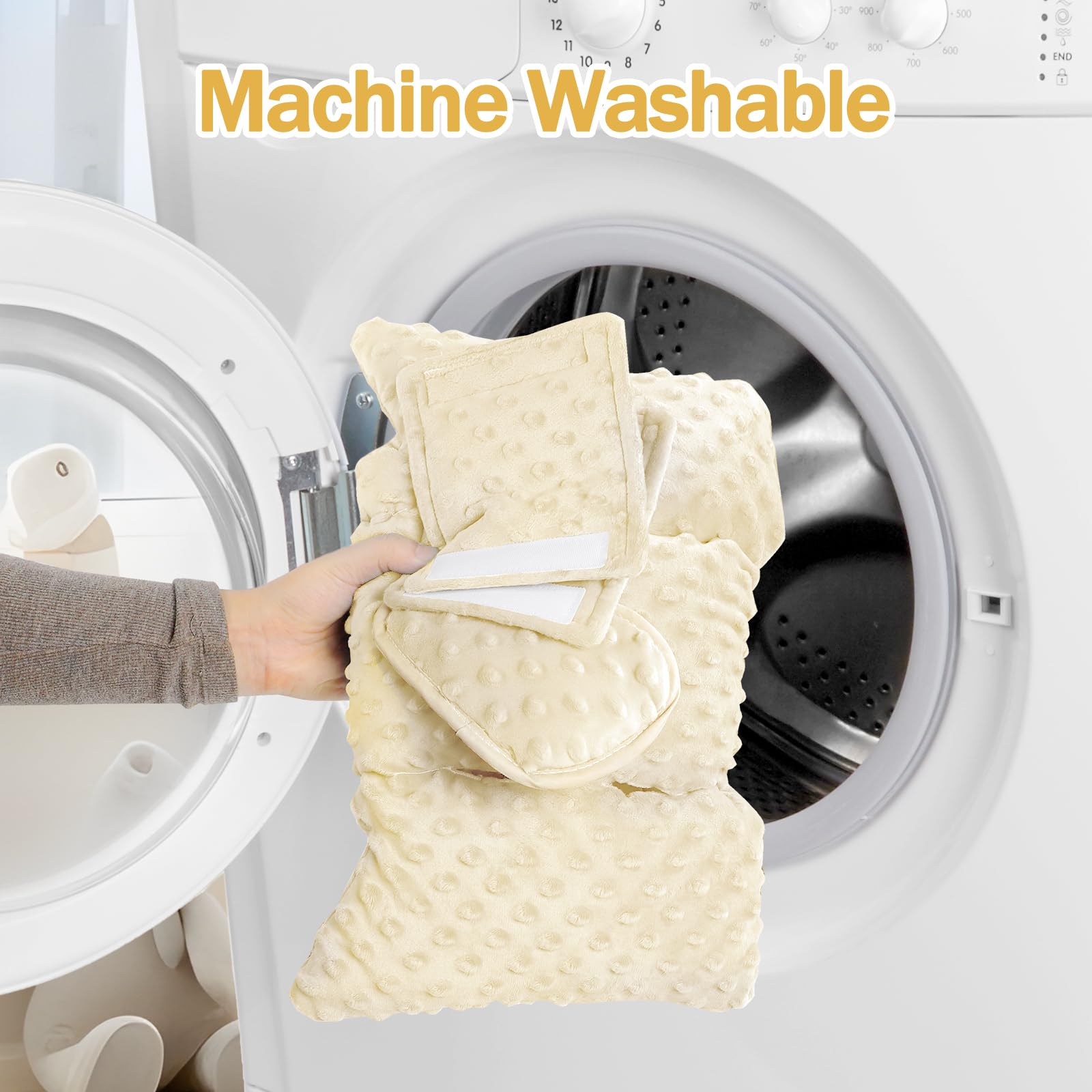 Jundetye double-sided plush and dot fabric cushion offers reversible comfort.