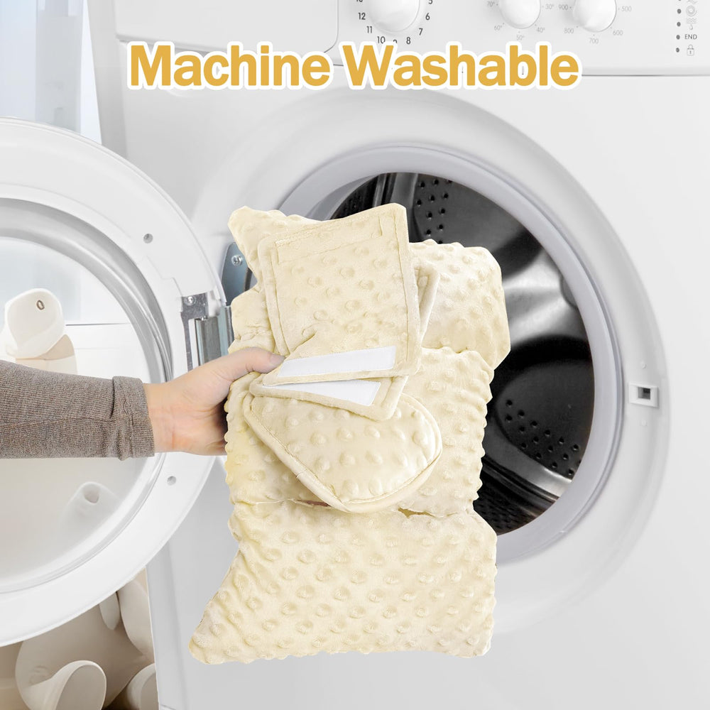 Jundetye double-sided plush and dot fabric cushion offers reversible comfort.