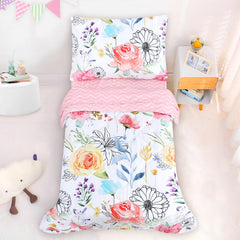 Jundetye floral toddler bedding reversible comforter offers warm, cozy nights for little sleepers.