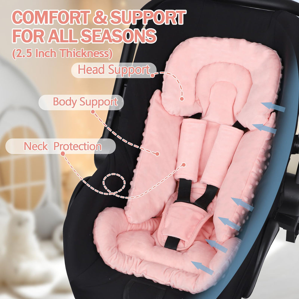 Jundetye head support installation image demonstrates secure neck support for newborns