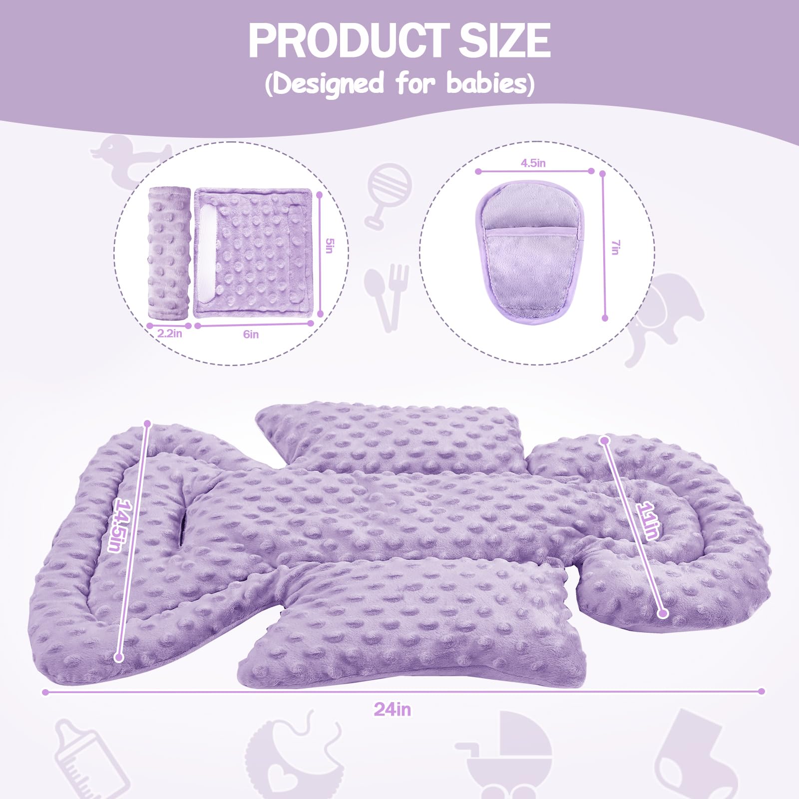 Jundetye infant car seat insert head-support keeps tiny head aligned and comfortable.