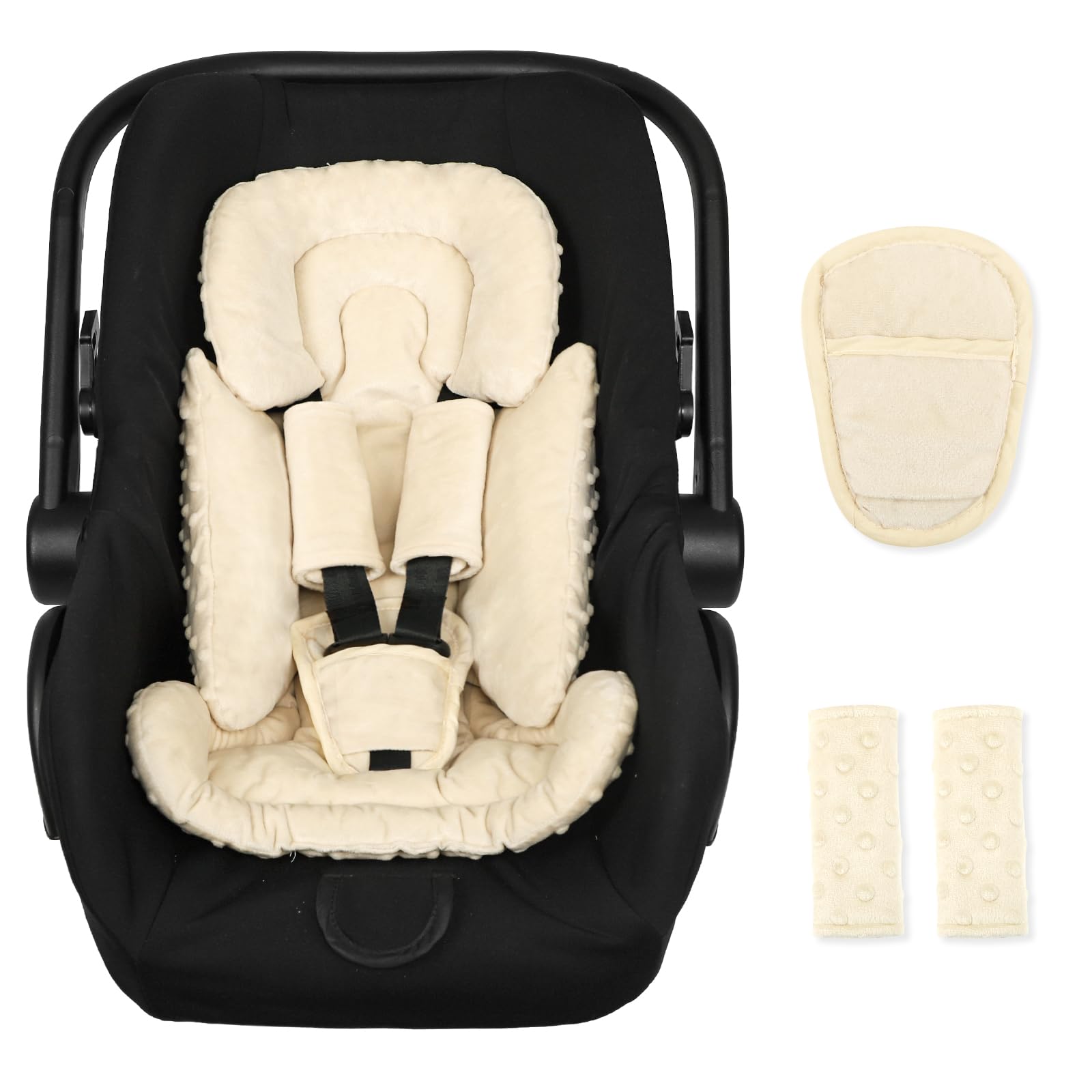 Jundetye infant car seat insert beige for added comfort and support.