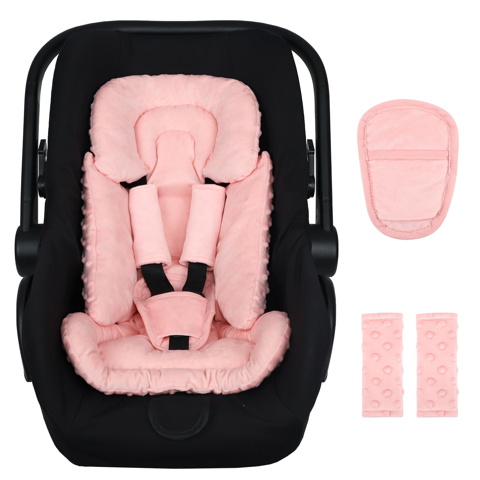 Jundetye infant car seat insert front view for cozy newborn support during rides