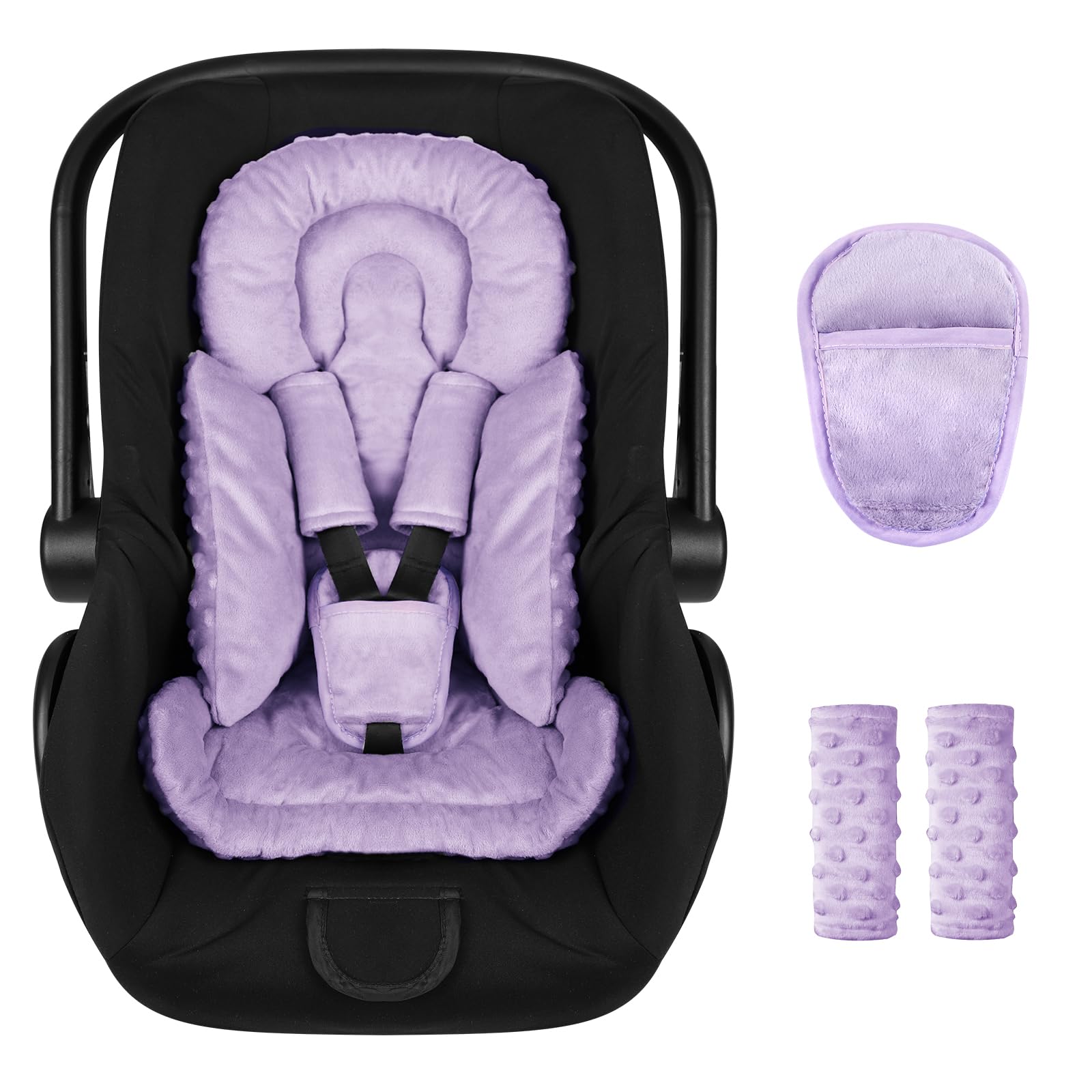 Jundetye infant car seat insert packaging demonstrates easy setup for newborn comfort.