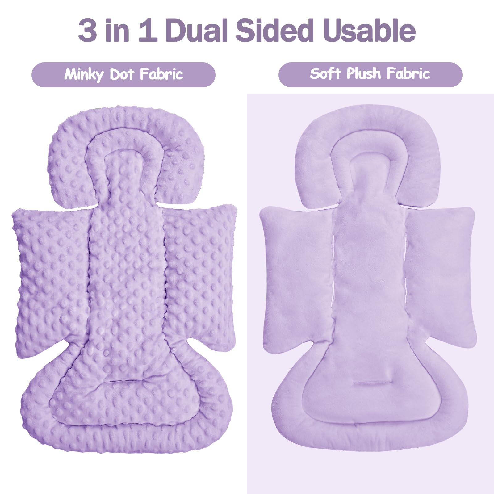 Jundetye infant car seat insert soft-plush-fabric showcases cozy newborn comfort on rides.