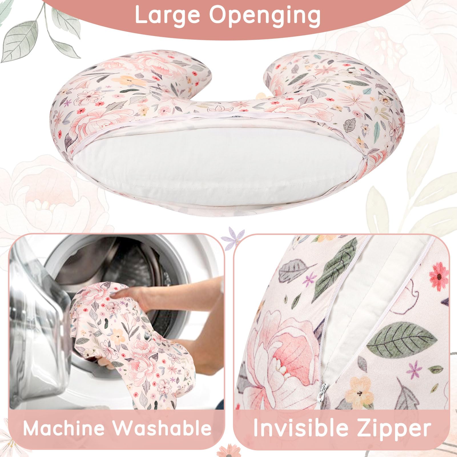 Jundetye nursing pillow cover with concealed zipper for easy on/off