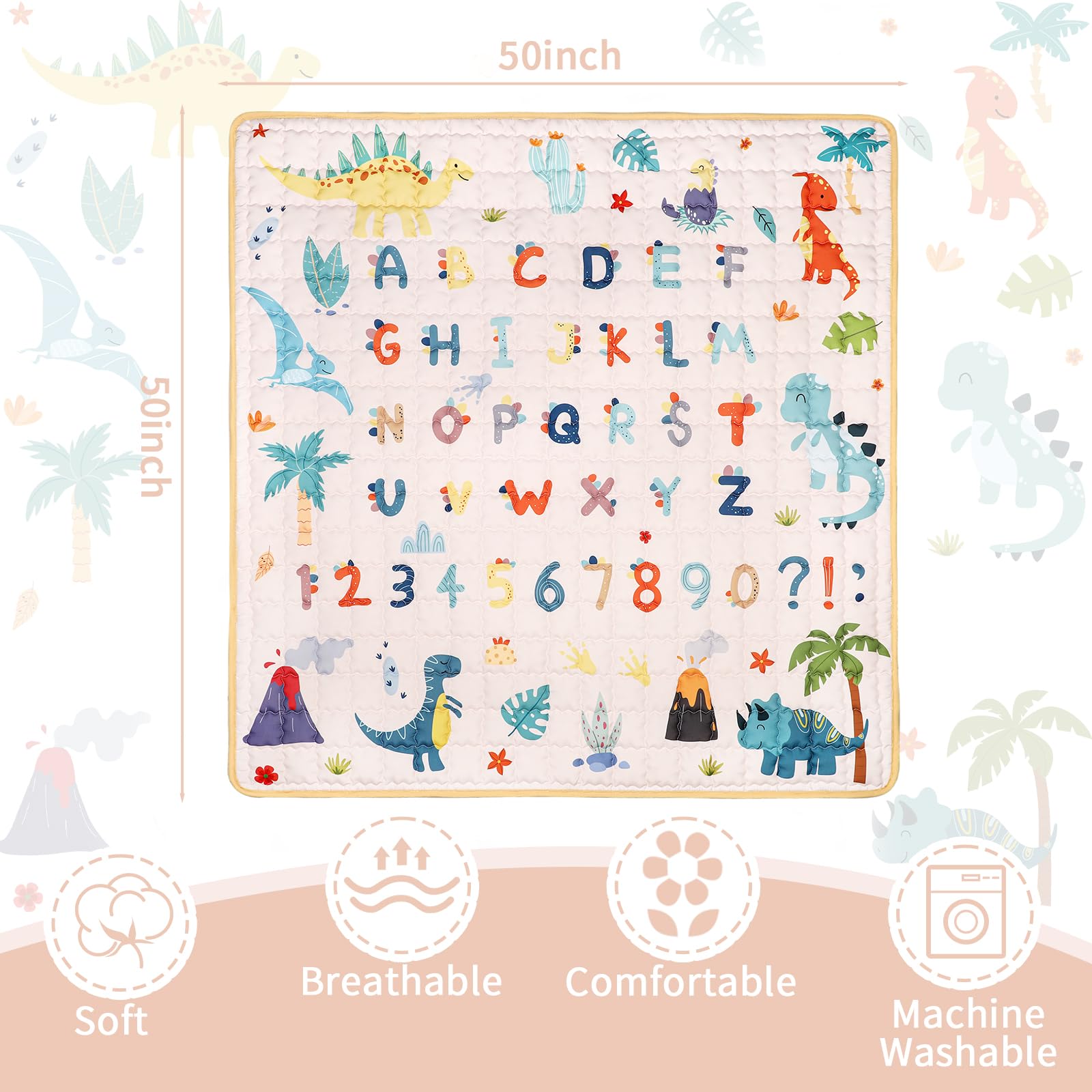 Jundetye play mat with non-slip backing keeps baby secure on different floors