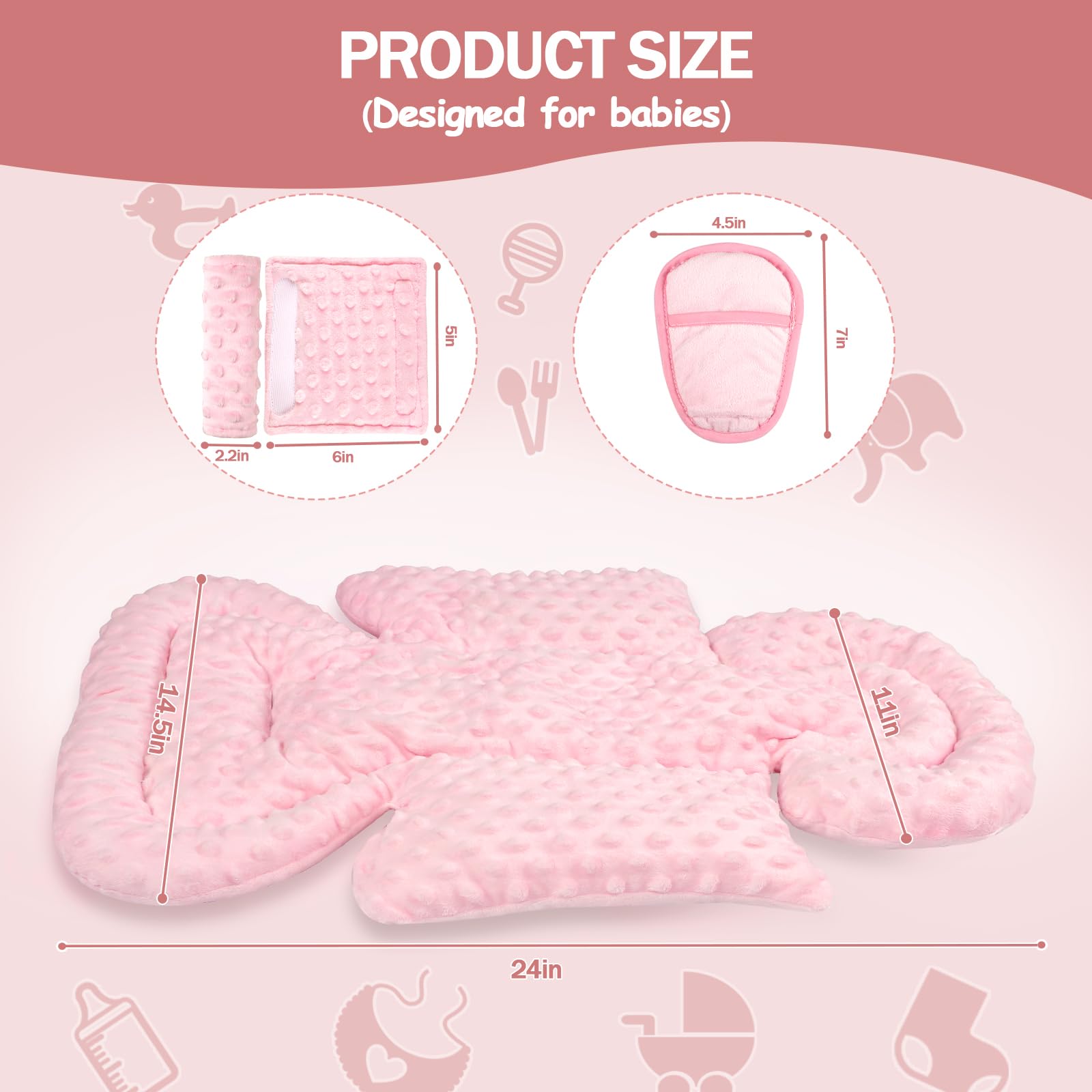 Jundetye strap covers pink protect baby's skin from belt rubs