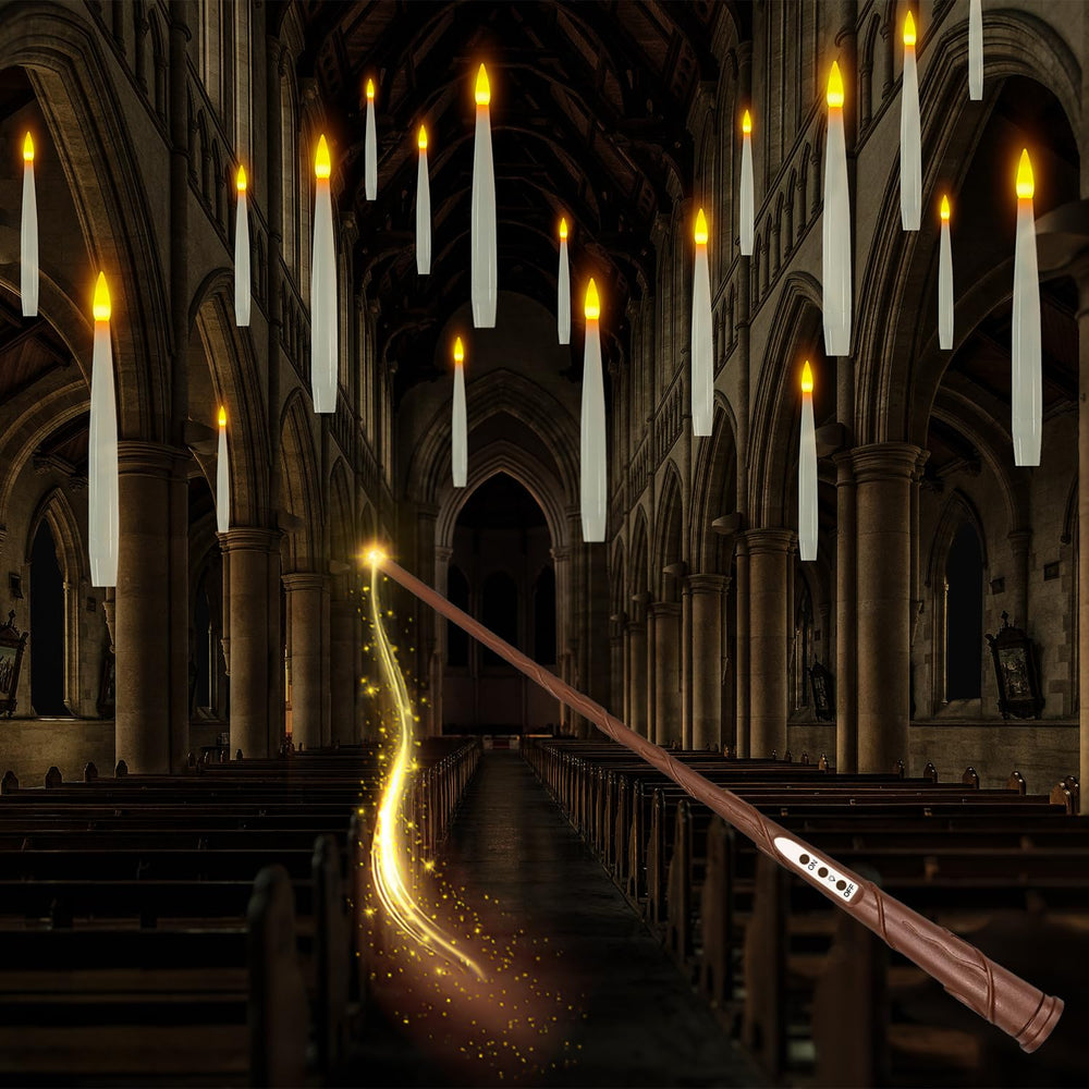 JUNEMOOD YISLIFY floating candles with wand and remote for ambient lighting.