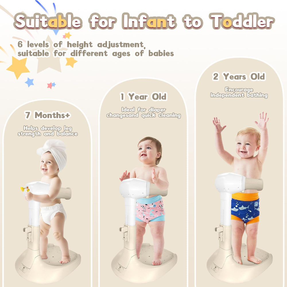 JUNEU handrail on the bath stand supports secure toddler handling