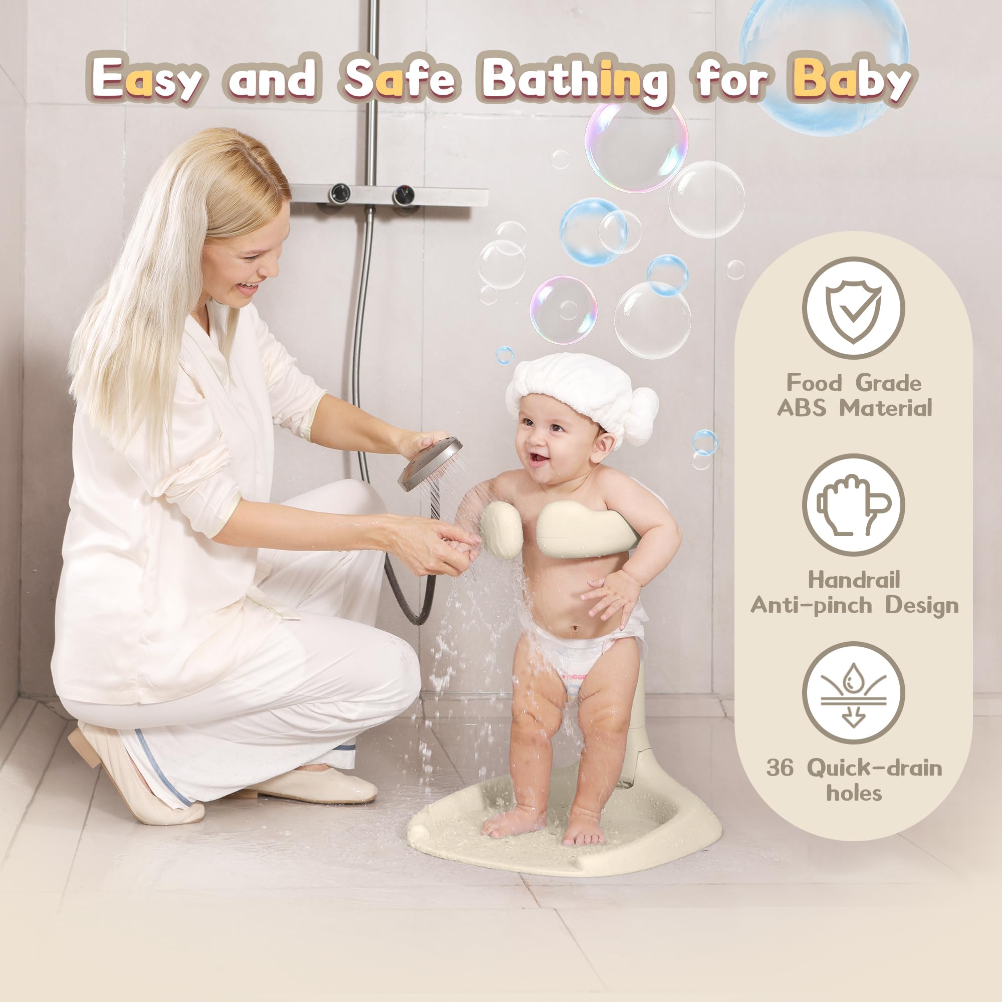 JUNEU built-in shower holder frees hands for rinsing