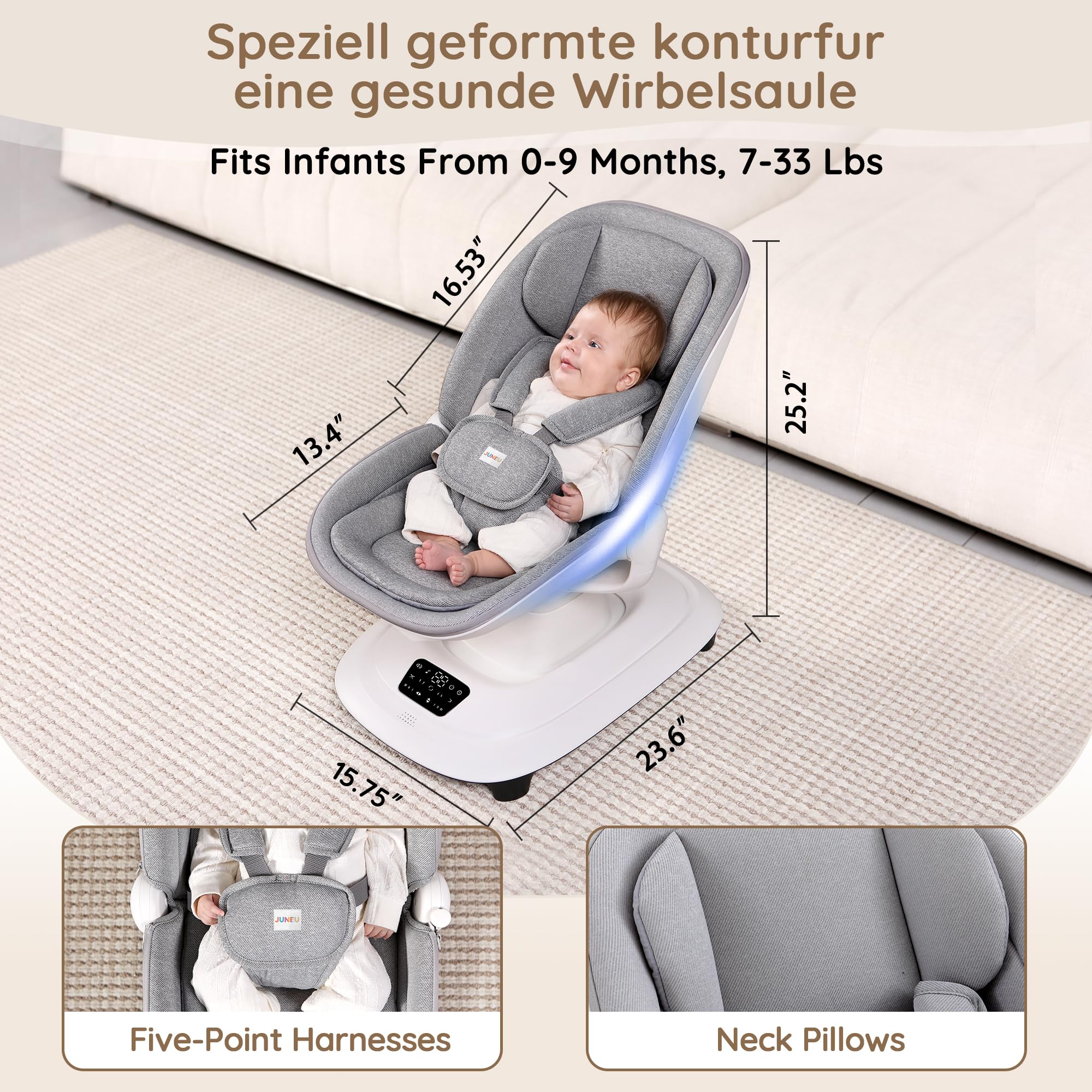 JUNEU 3D-motion modes simulate mom embrace for soothing motion