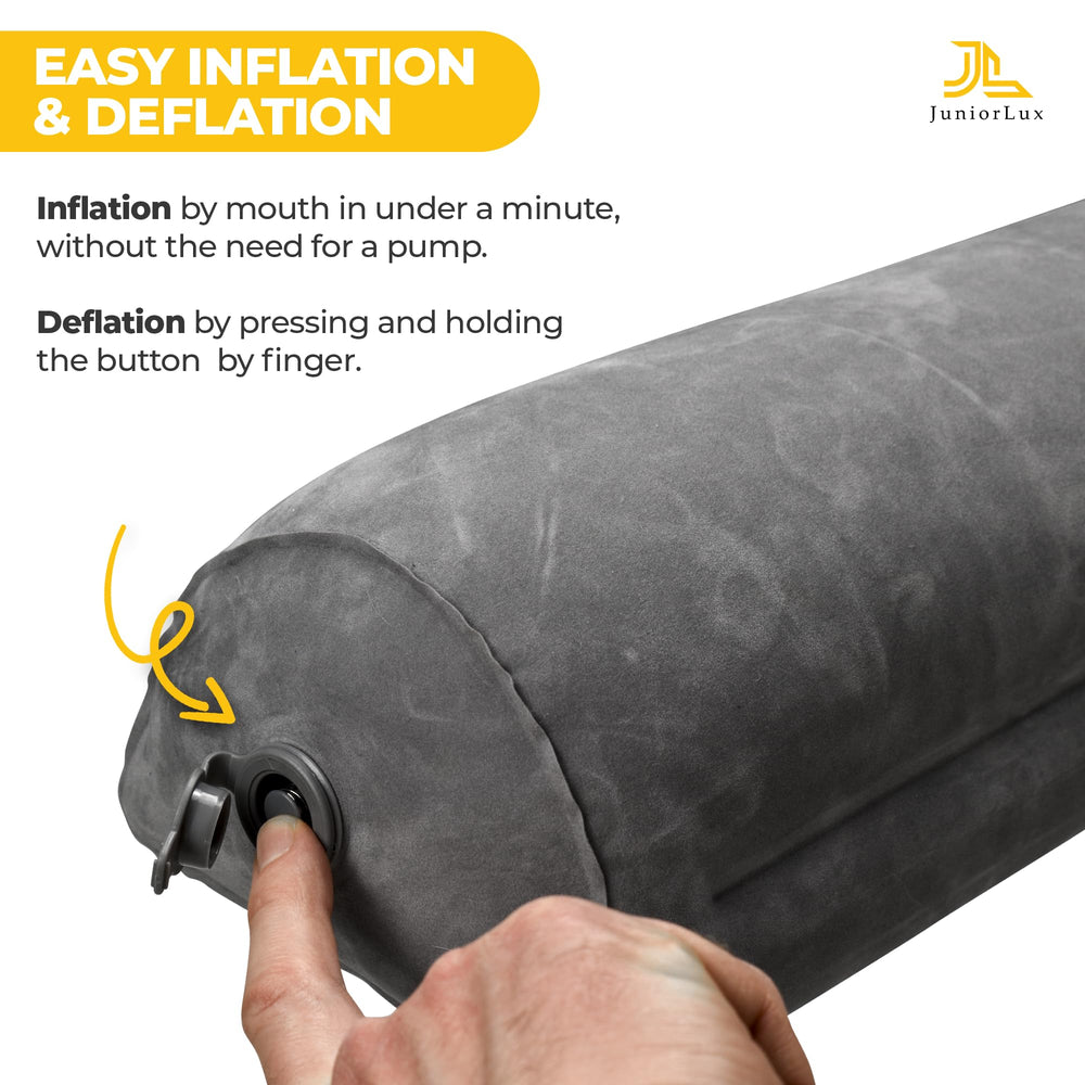 JuniorLux deflation button for fast, compact packing after use.