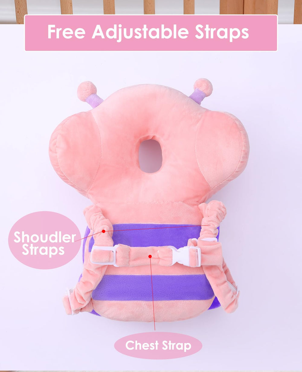 JunNeng 270 degree head protector back view on a baby