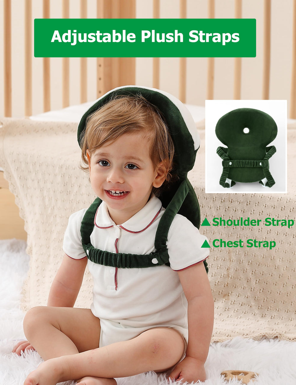 JunNeng adjustable straps demonstrate secure fit for growing babies while walking or running.