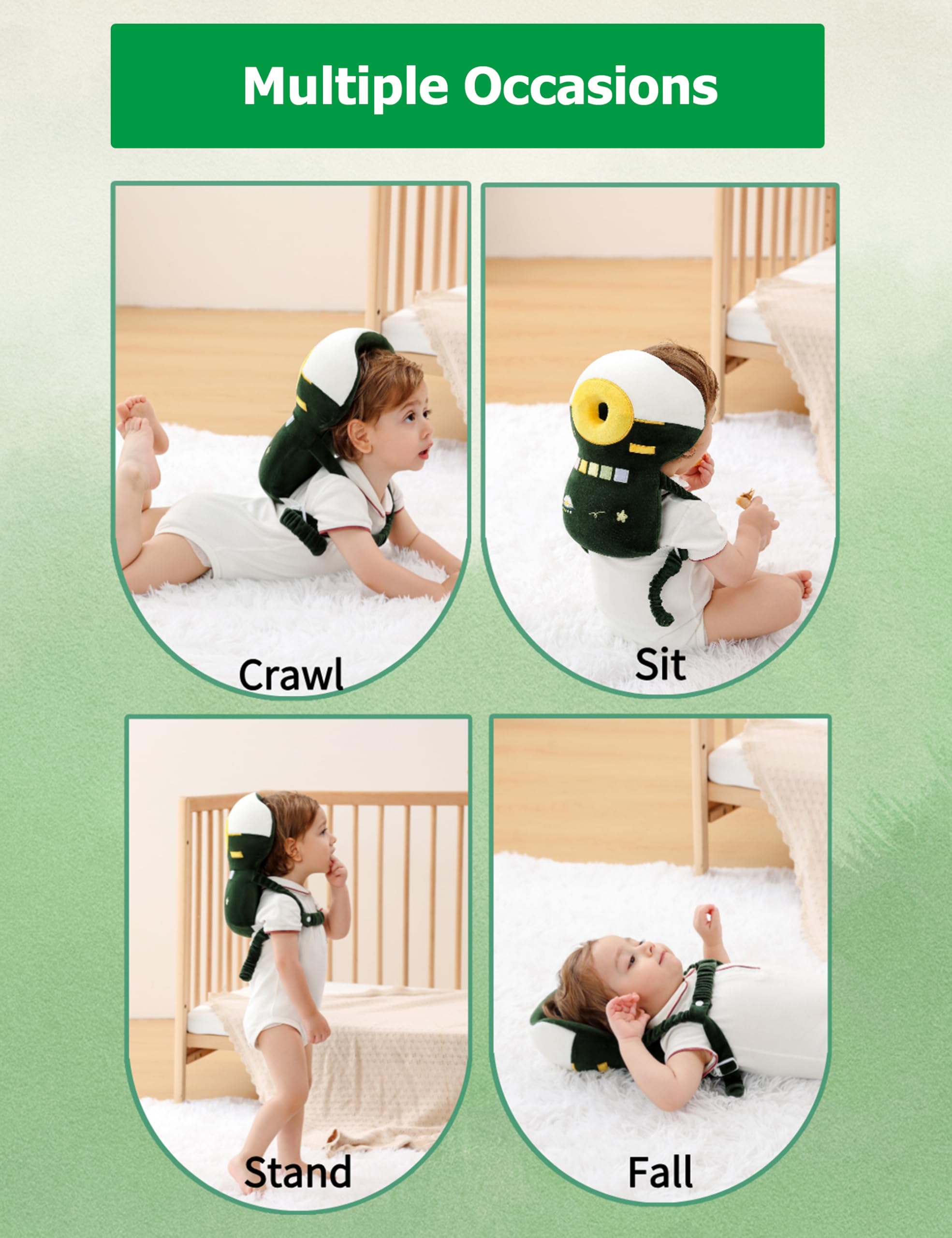 JunNeng baby walker using head protector on carpet tests protection and mobility.