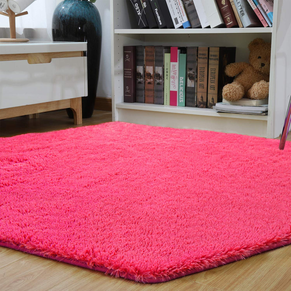Junovo diameter 4.6 ft rug accommodates princess tents and play castles.