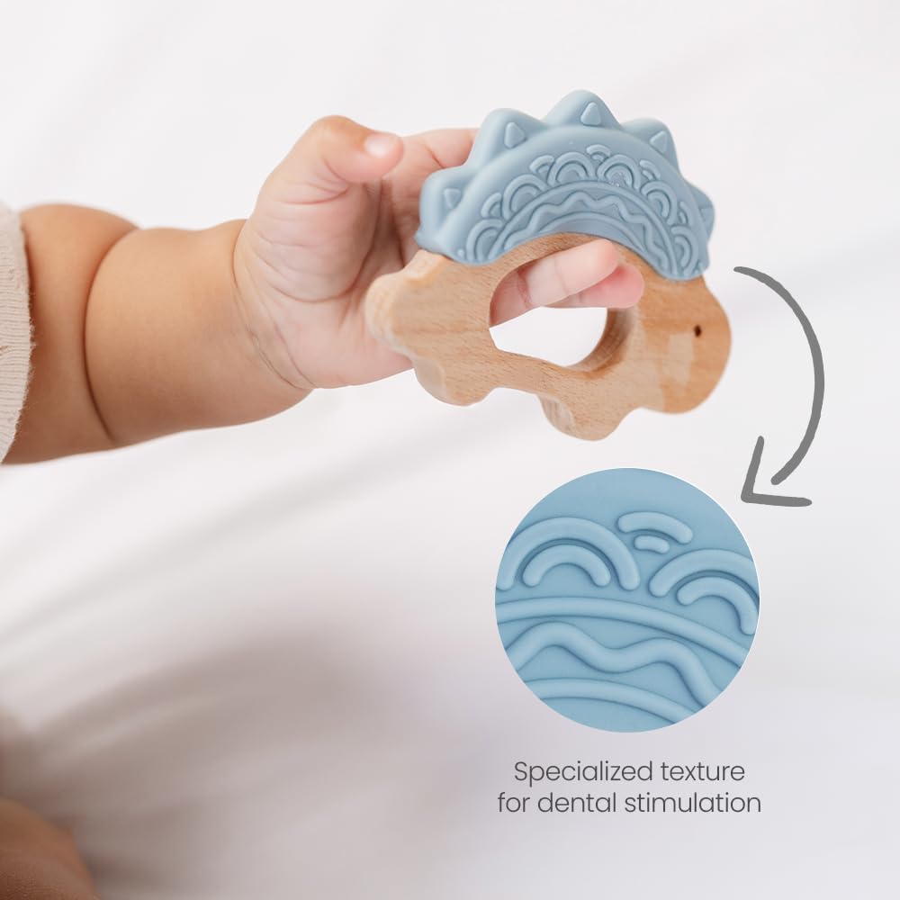 JUNUNA pink teether highlights dishwasher-safe practicality