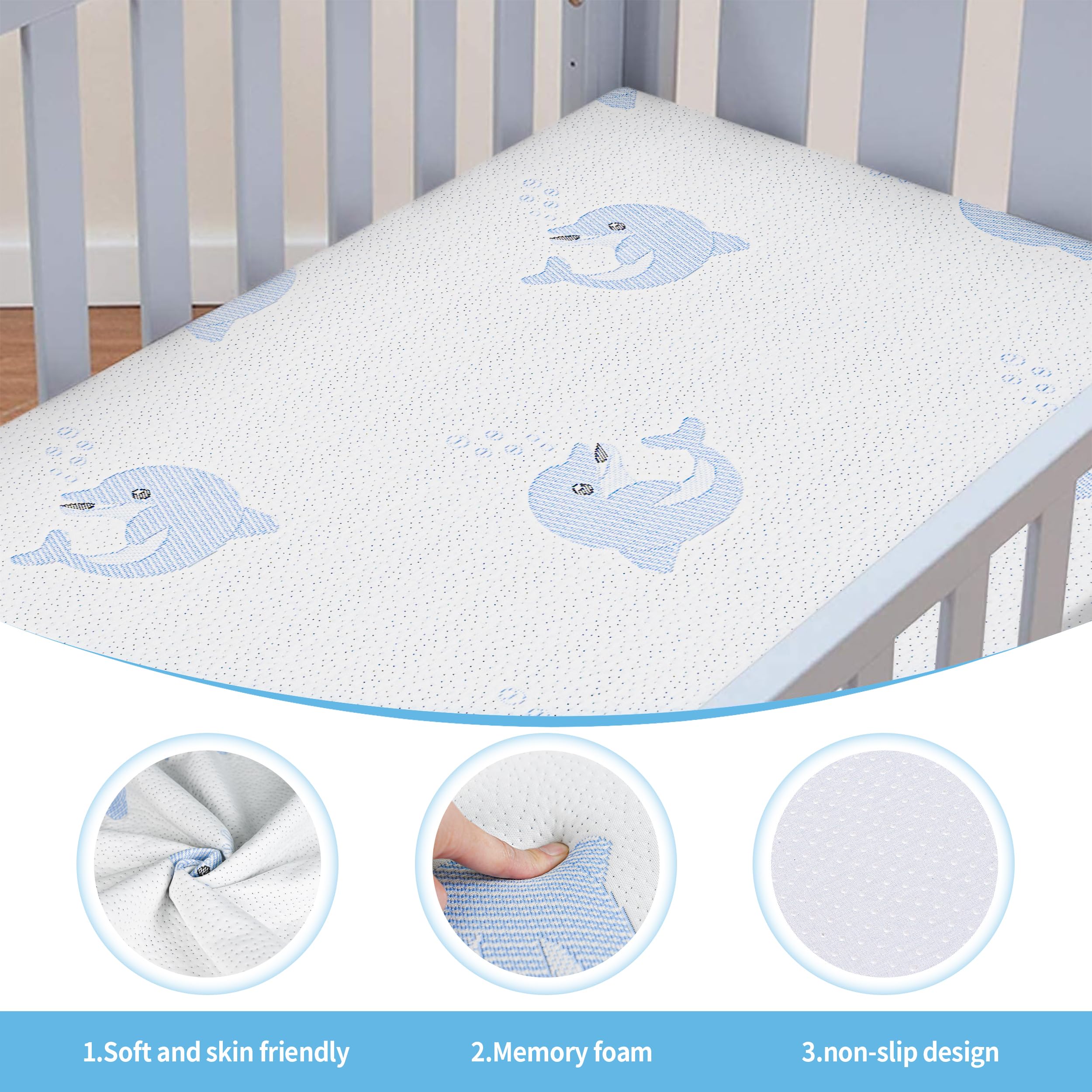JUNYOHOA anti-slip-bottom keeps the mattress secure for safe play and sleep.