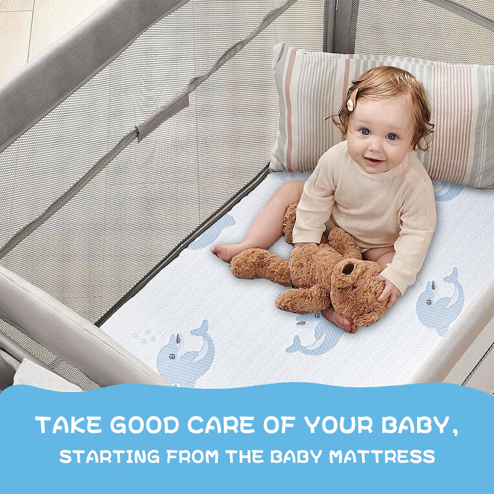 JUNYOHOA fits-standard-pack-n-play ensures compatibility with most cribs and play yards.