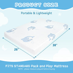 JUNYOHOA Pack-n-Play Mattress side view shows dual firmness for growing babies.