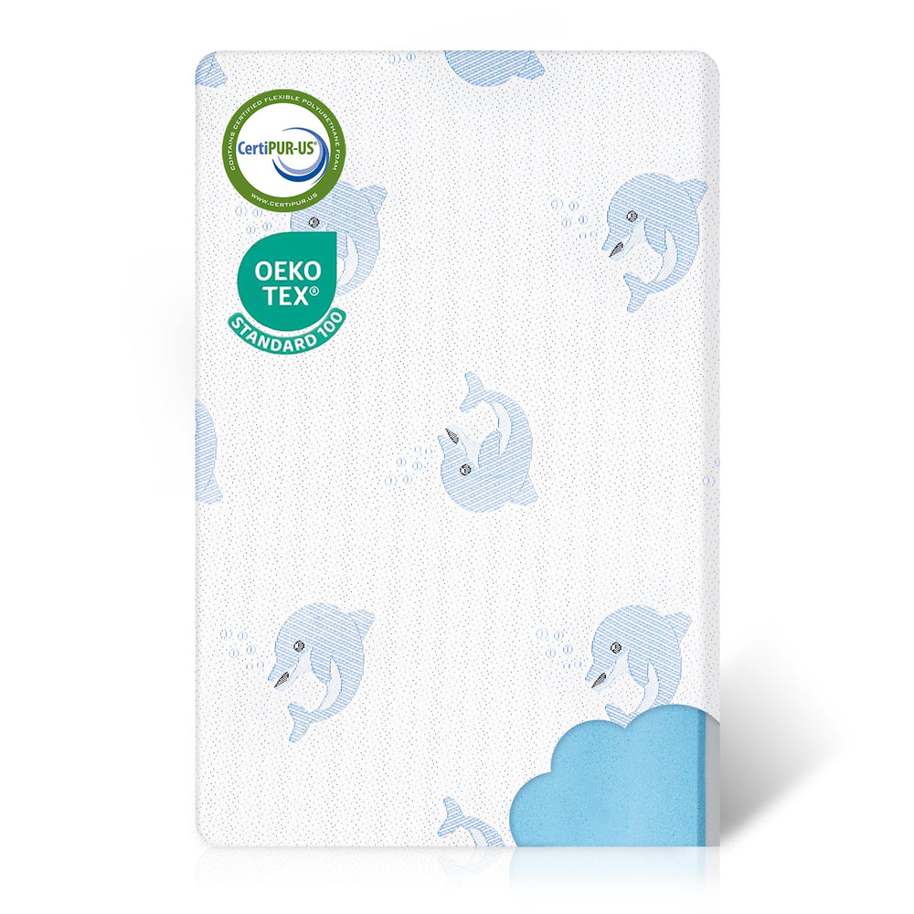 JUNYOHOA Pack-n-Play Mattress top view supports safe naps with dual foam layers.