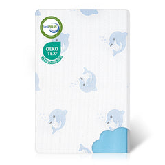 JUNYOHOA Pack-n-Play Mattress top view supports safe naps with dual foam layers.