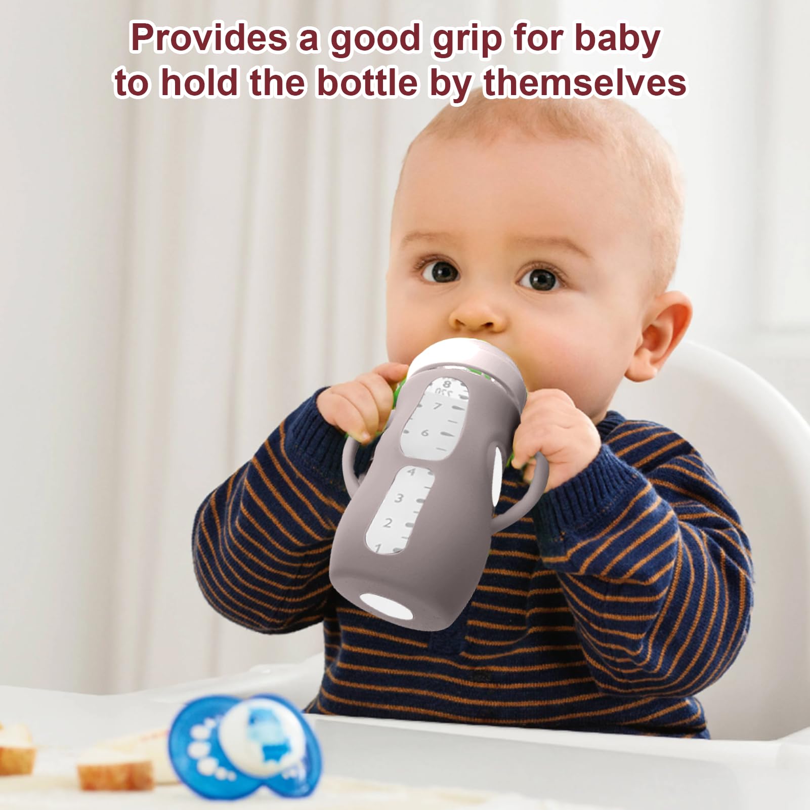 Juome silicone sleeve is dishwasher-safe for Philips Avent 8oz glass bottles.