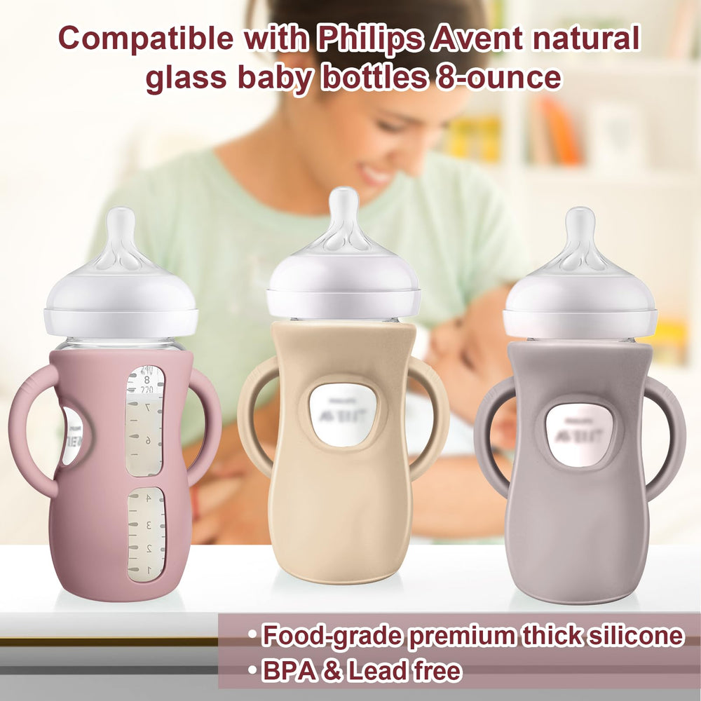 Juome sleeve compatible with Philips Avent natural glass bottles for easy use.