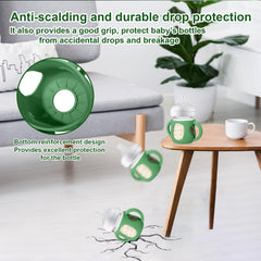Juome sleeve on Avent natural glass bottle enhances grip during feeding