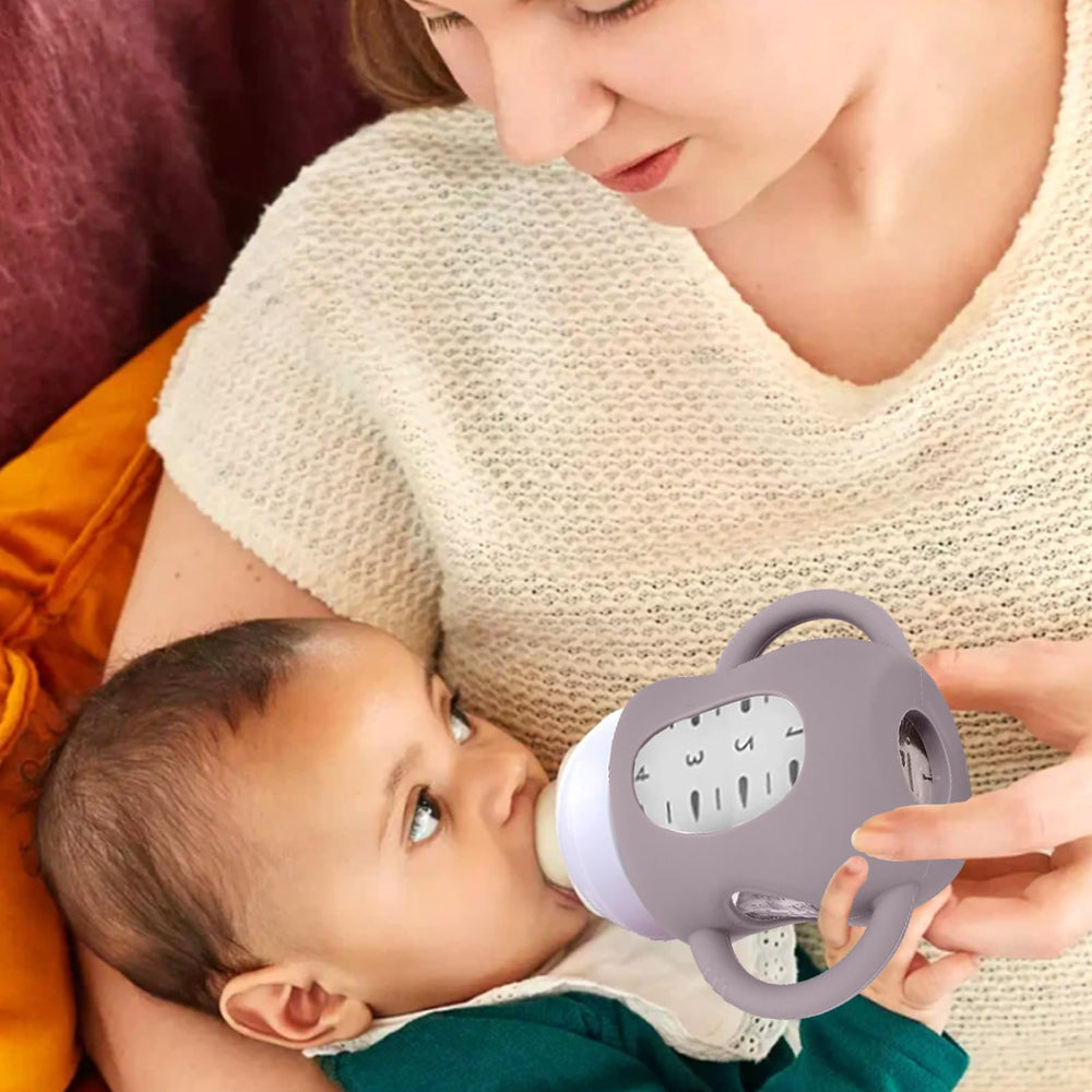 Juome silicone sleeve compatibility image shows Avent Natural and Philips Anti-Colic bottles.