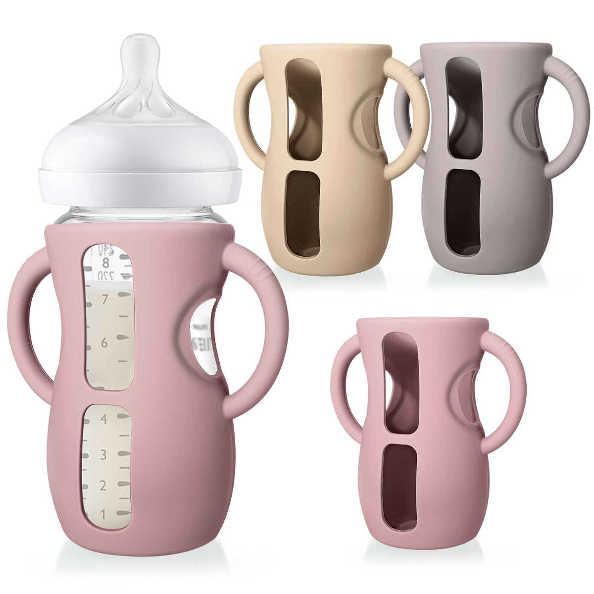 Juome silicone sleeves with handles for Avent natural bottles with easy grip.