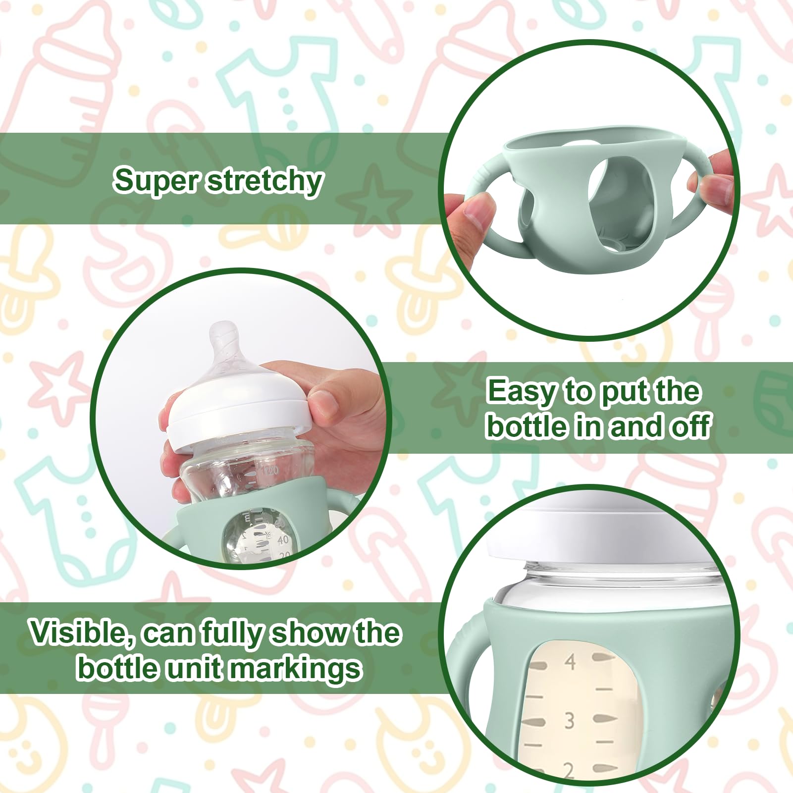 Juome silicone sleeve bottle-sleeve durable soft, food-grade material, easy to clean.