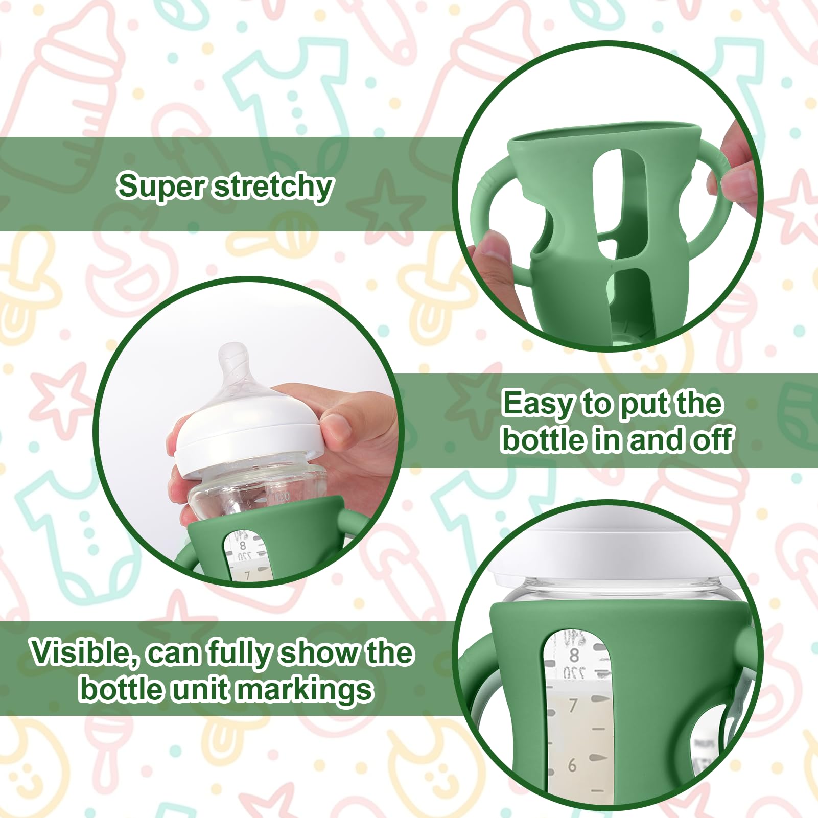 Juome BPA-free, dishwasher-safe sleeve for Avent bottle enhances safe, easy cleaning.