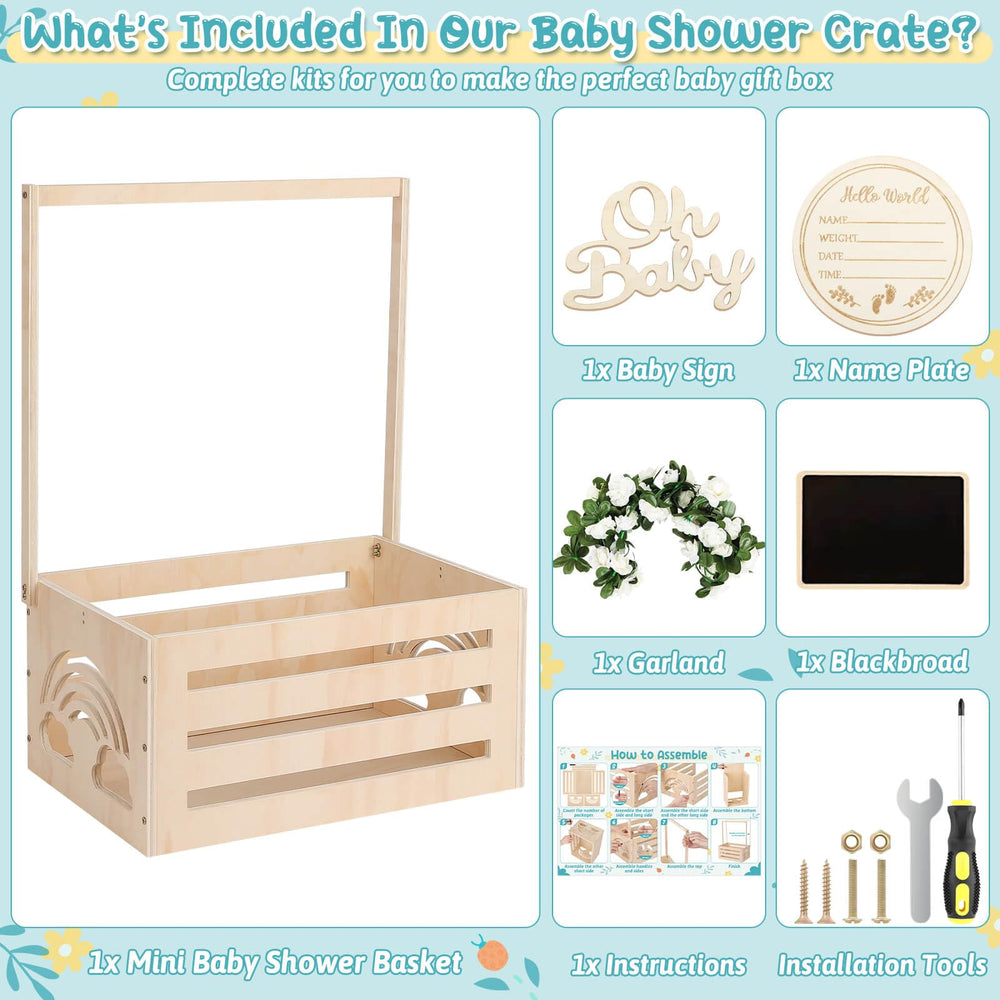 Jupwalz baby shower crate garland decor adds charm to newborn welcome.