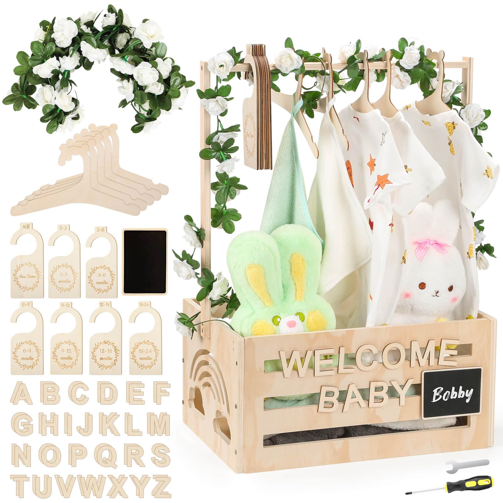 Jupwalz wooden baby shower crate assembly demonstrates sturdy construction for simple setup.