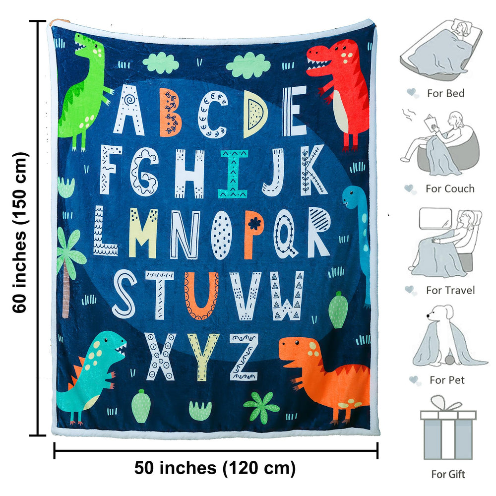 Jurllyshe 50x60 blanket on bed, big enough for kids and parents.