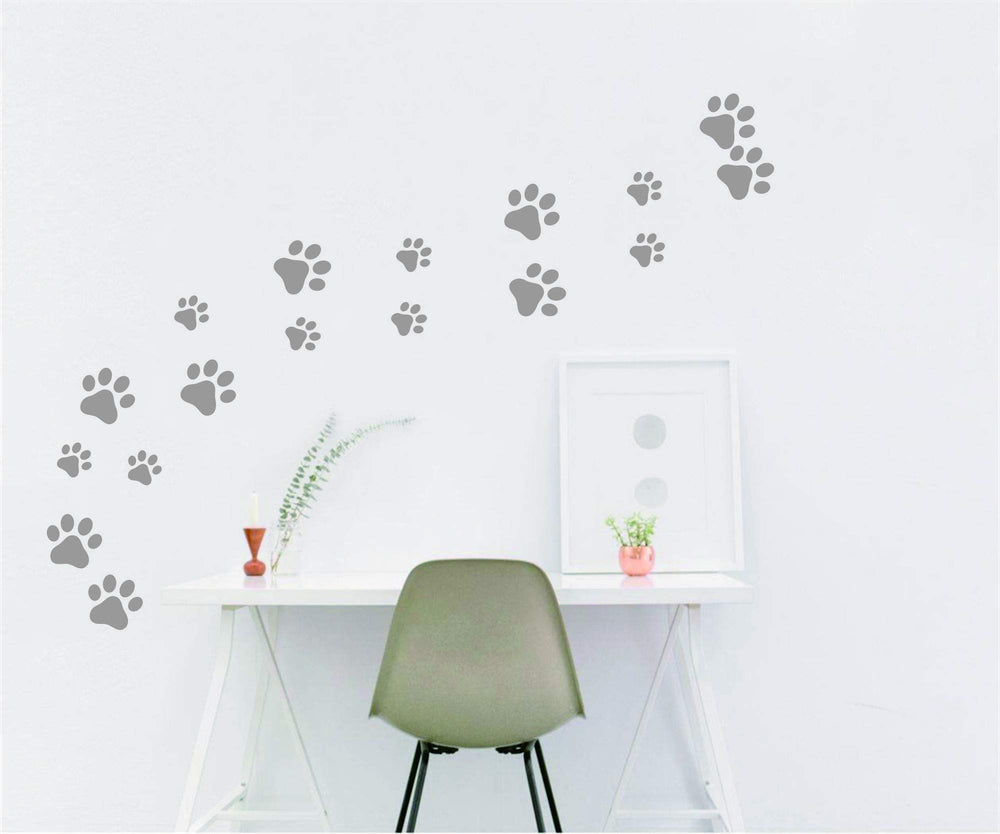 JURUOXIN dog paws wall decals grey close-up for versatile room styling.