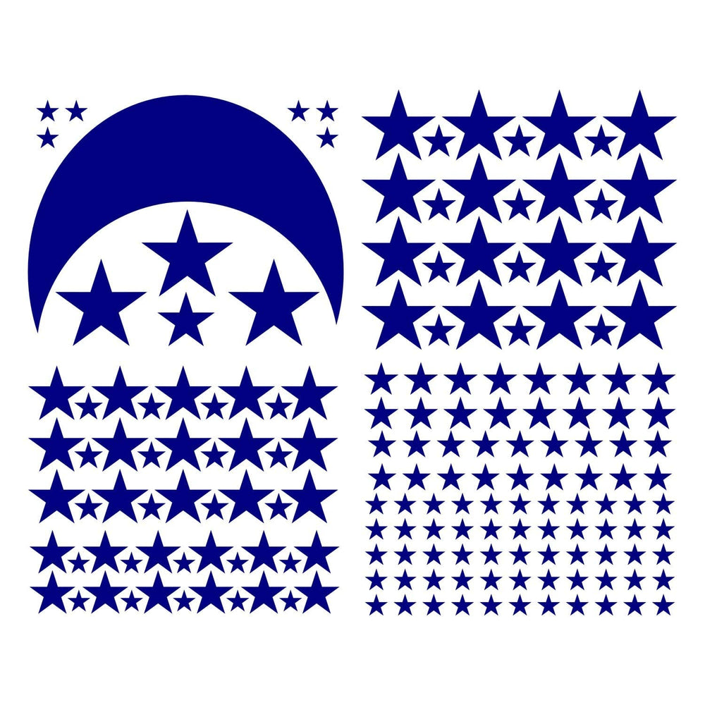 JURUOXIN Moon and Stars decal demonstrates easy peel-and-stick installation.