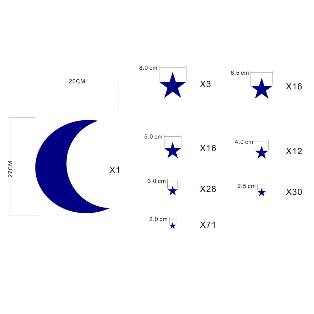 JURUOXIN Moon and Stars decal uses matte finish to reduce glare.
