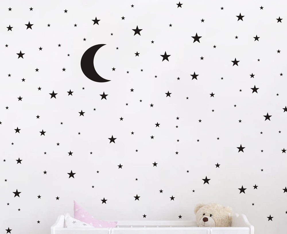 JURUOXIN moon wall decal for soothing bedtime ambiance in kids' rooms.