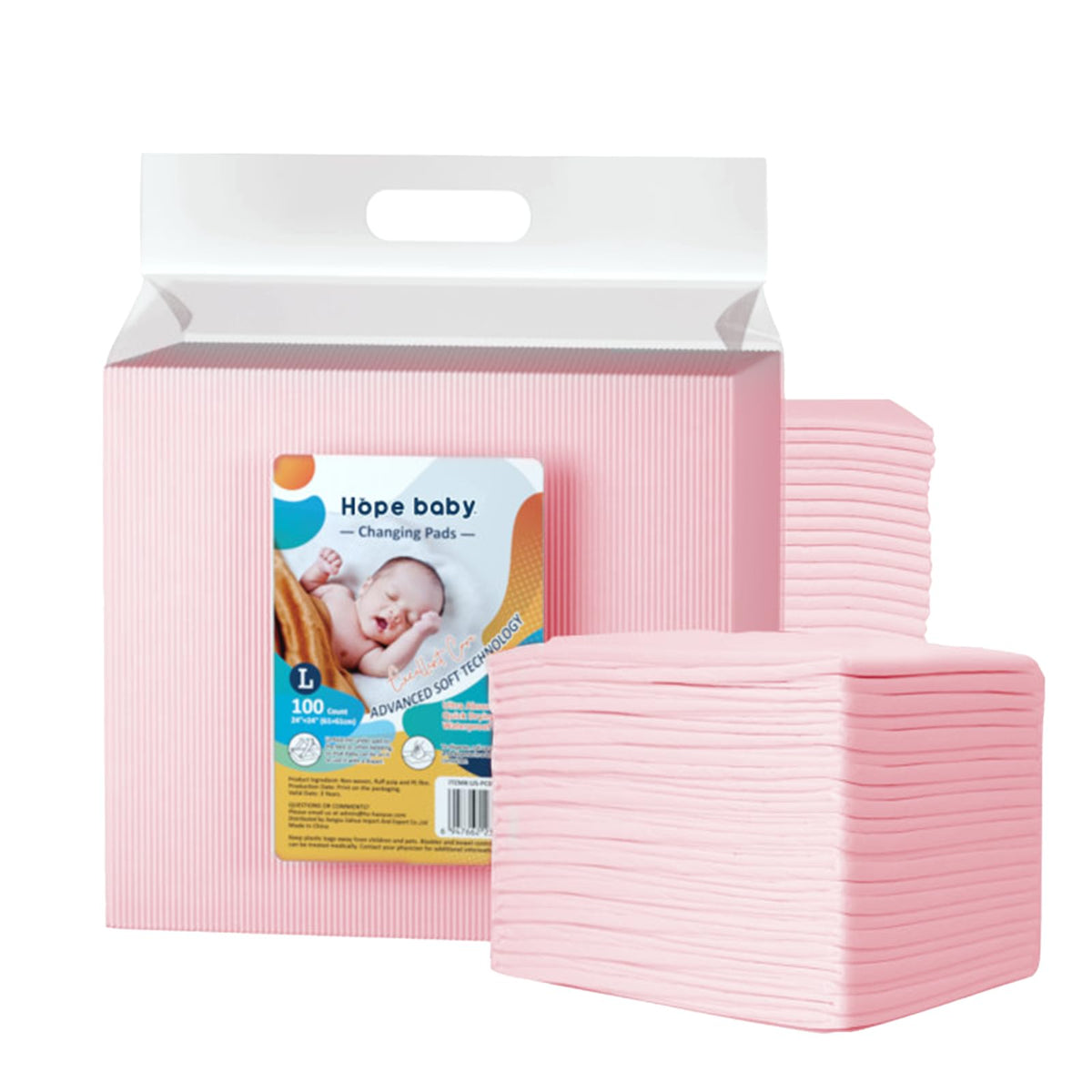 JUS COOL baby disposable changing pad 24x24 shows ultra-absorbent surface for quick diaper changes