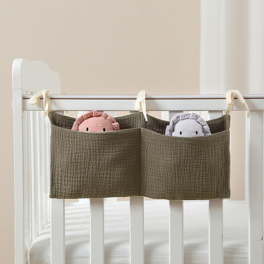 JUSTAUS versatile use on cribs, highchairs, dorm beds for organized essentials.