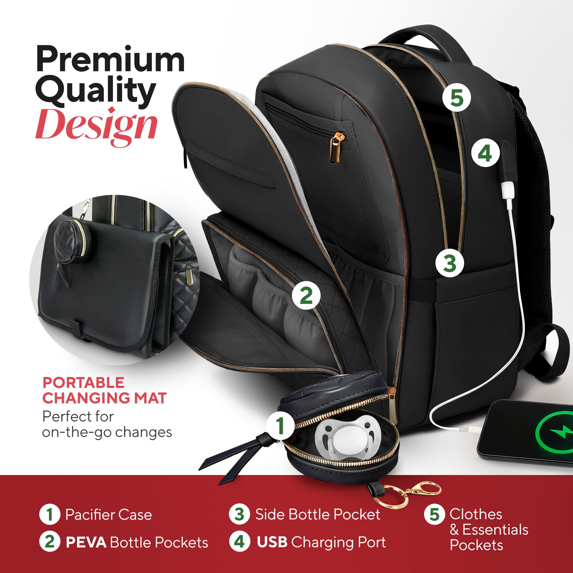 JustBaby Luv changing pad image emphasizes memory-foam headrest for comfortable diaper changes.