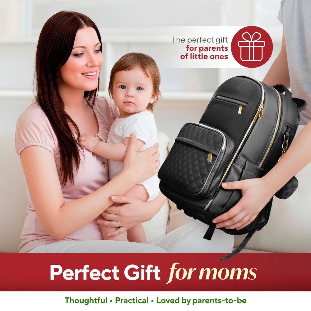 JustBaby Luv interior pockets illustrate organized storage for bottles, pacifiers, and essentials.