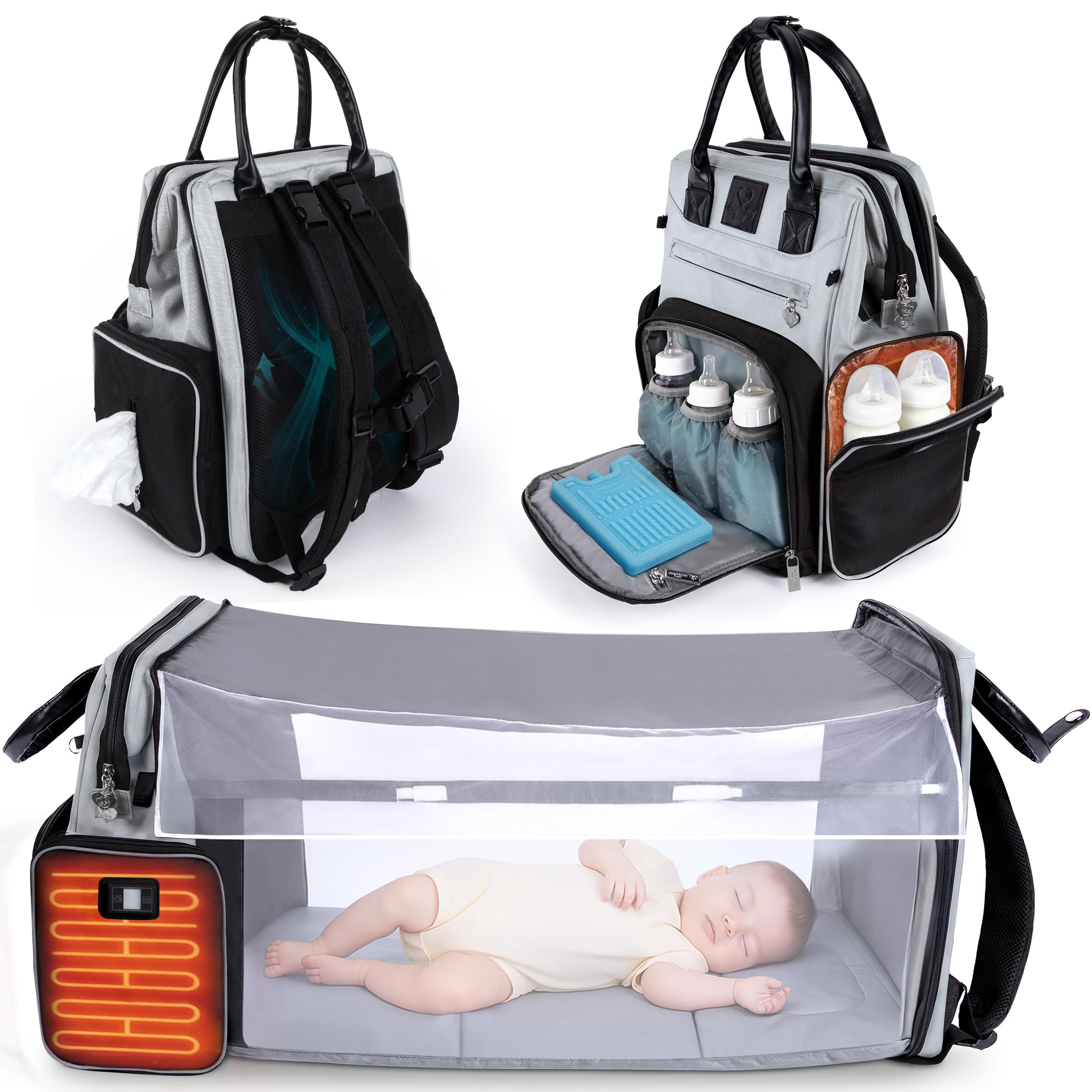 JustBaby Luv heated pocket closeup keeps bottles warm during outings.