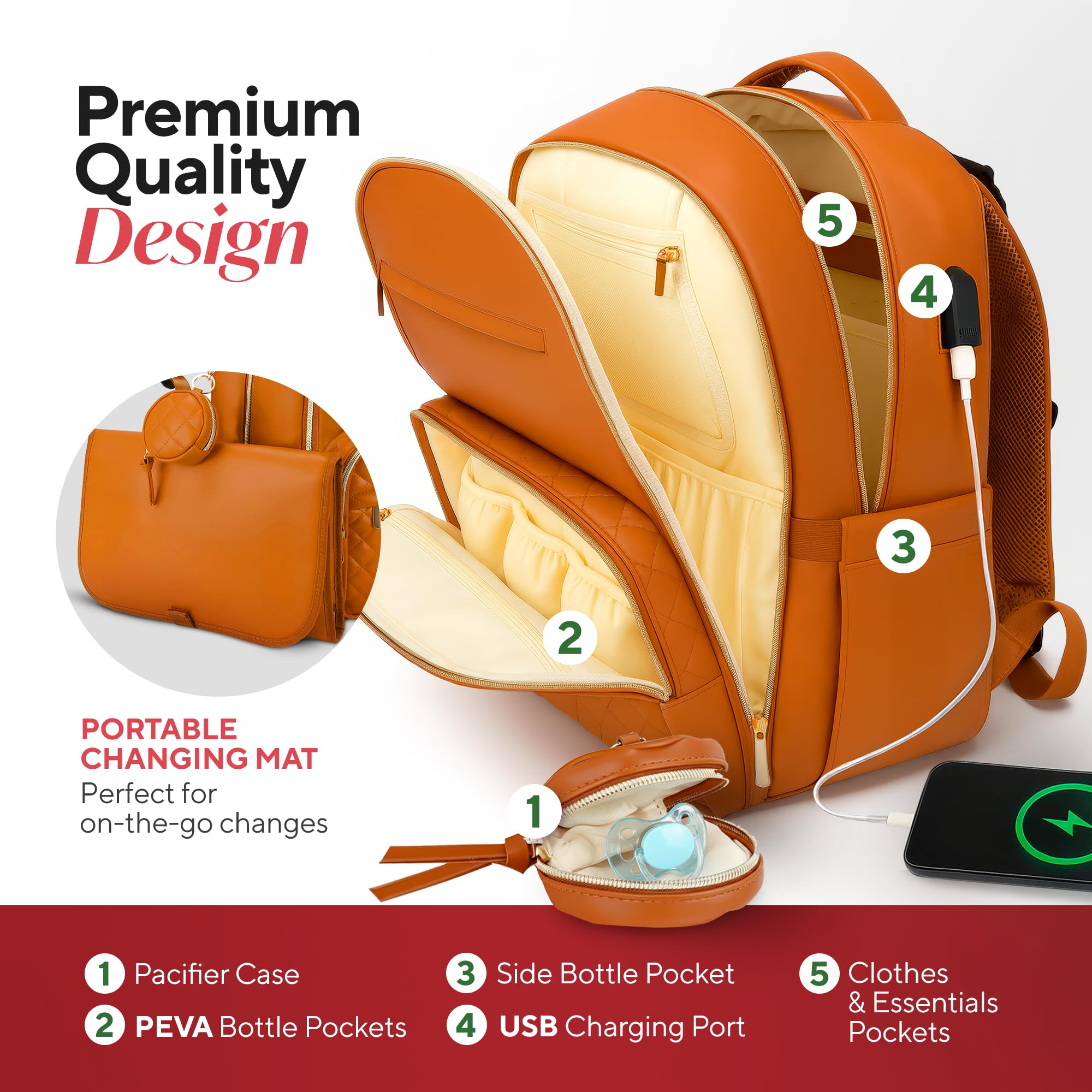 JustBaby Luv leather changing pad with headrest supports comfortable on-the-go diaper changes