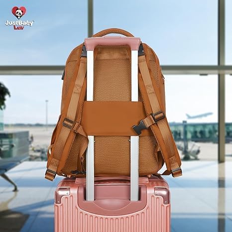 JustBaby Luv waterproof PU leather material protects belongings in wet weather