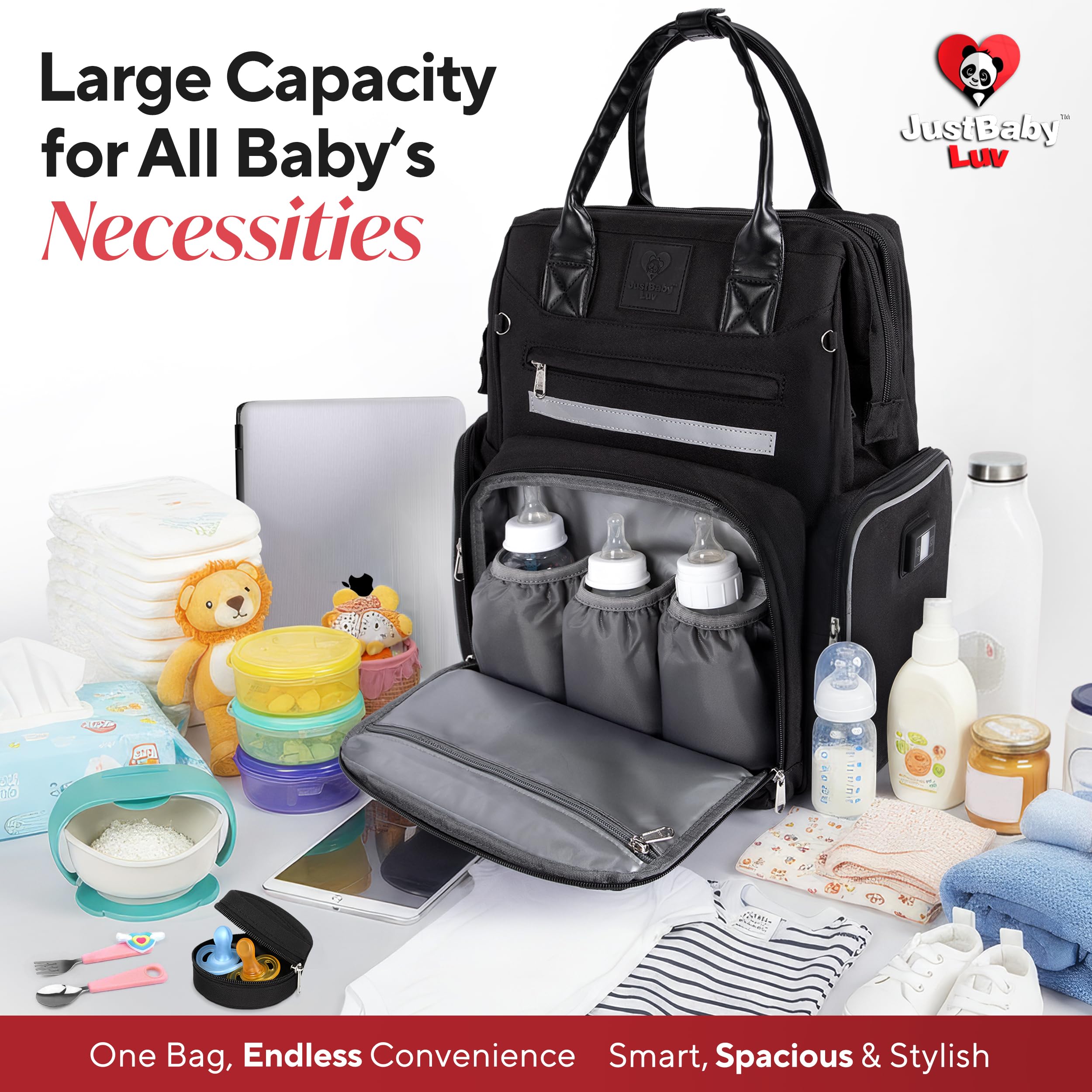 JustBaby Luv modern grey and black design suitable for parents