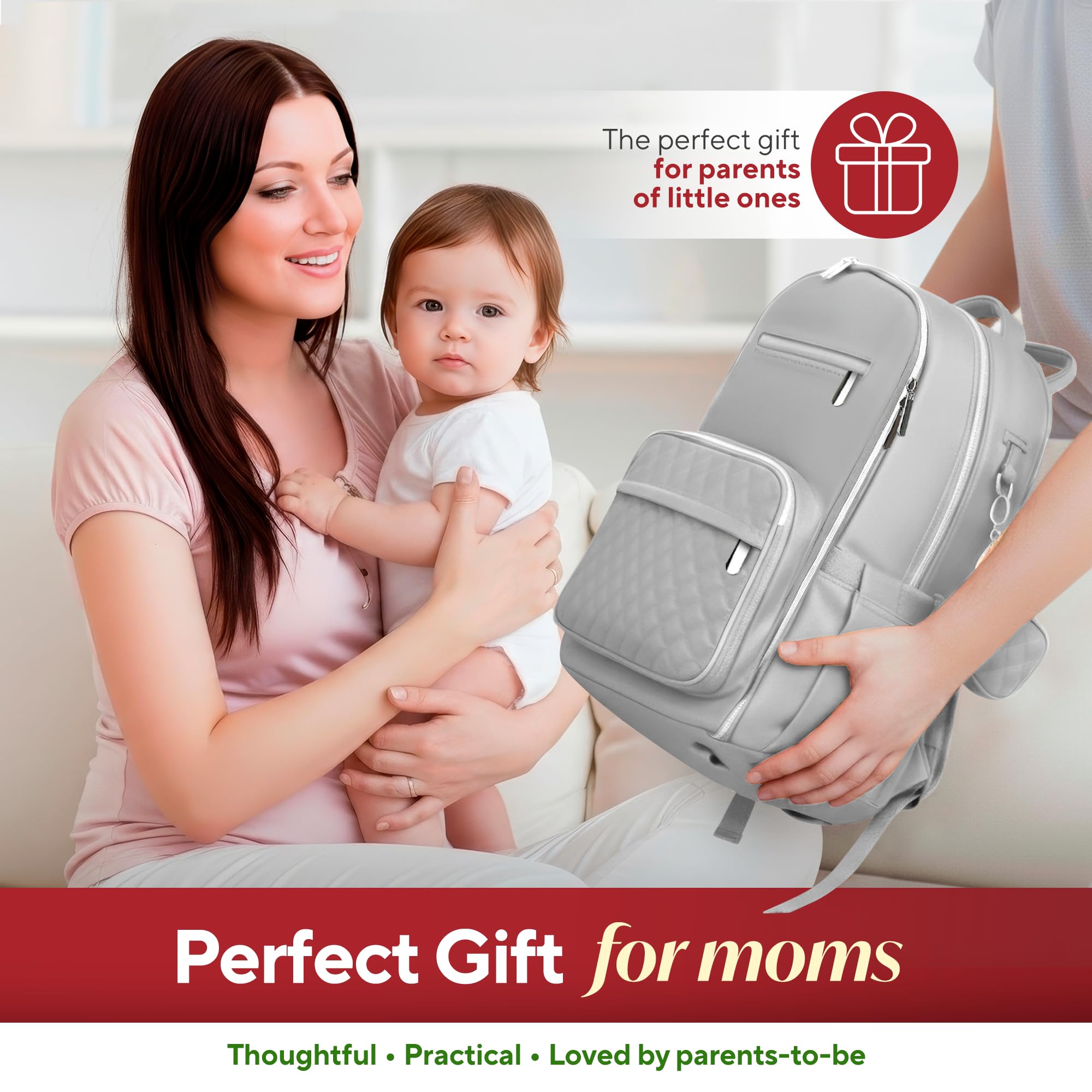 JustBaby Luv padded shoulder straps provide comfortable all-day wear